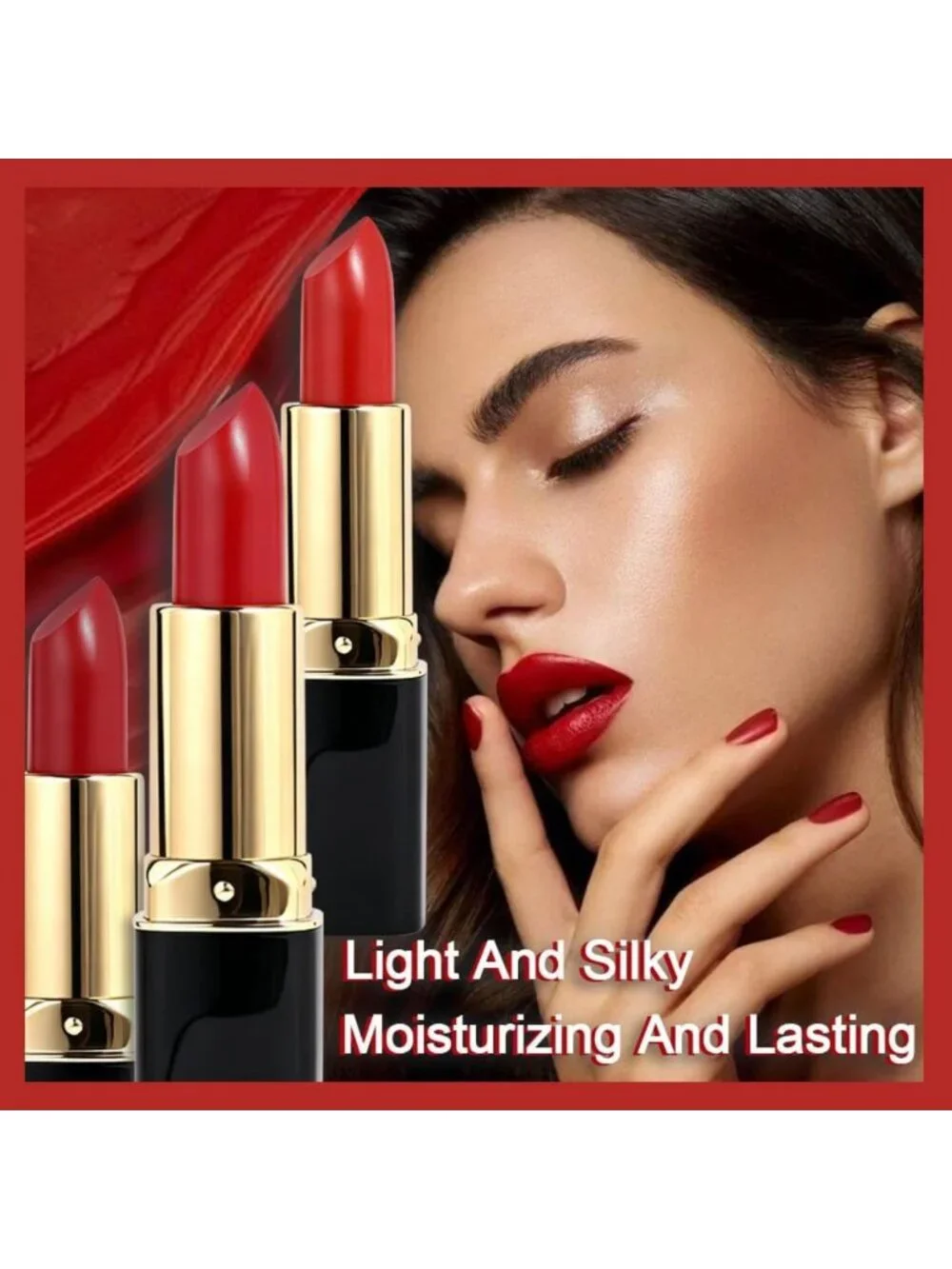 3-Piece Red Matte Lipstick Set - Long-Lasting, Waterproof, Smudge-Proof Makeup
